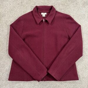 Brooks Brothers 346 Burgundy Wool full Zip Front Jacket Womens XL Pockets